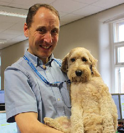 David Anderson and Jasper the therapy dog - switch on Corona Hero for the 2020 Illuminations?